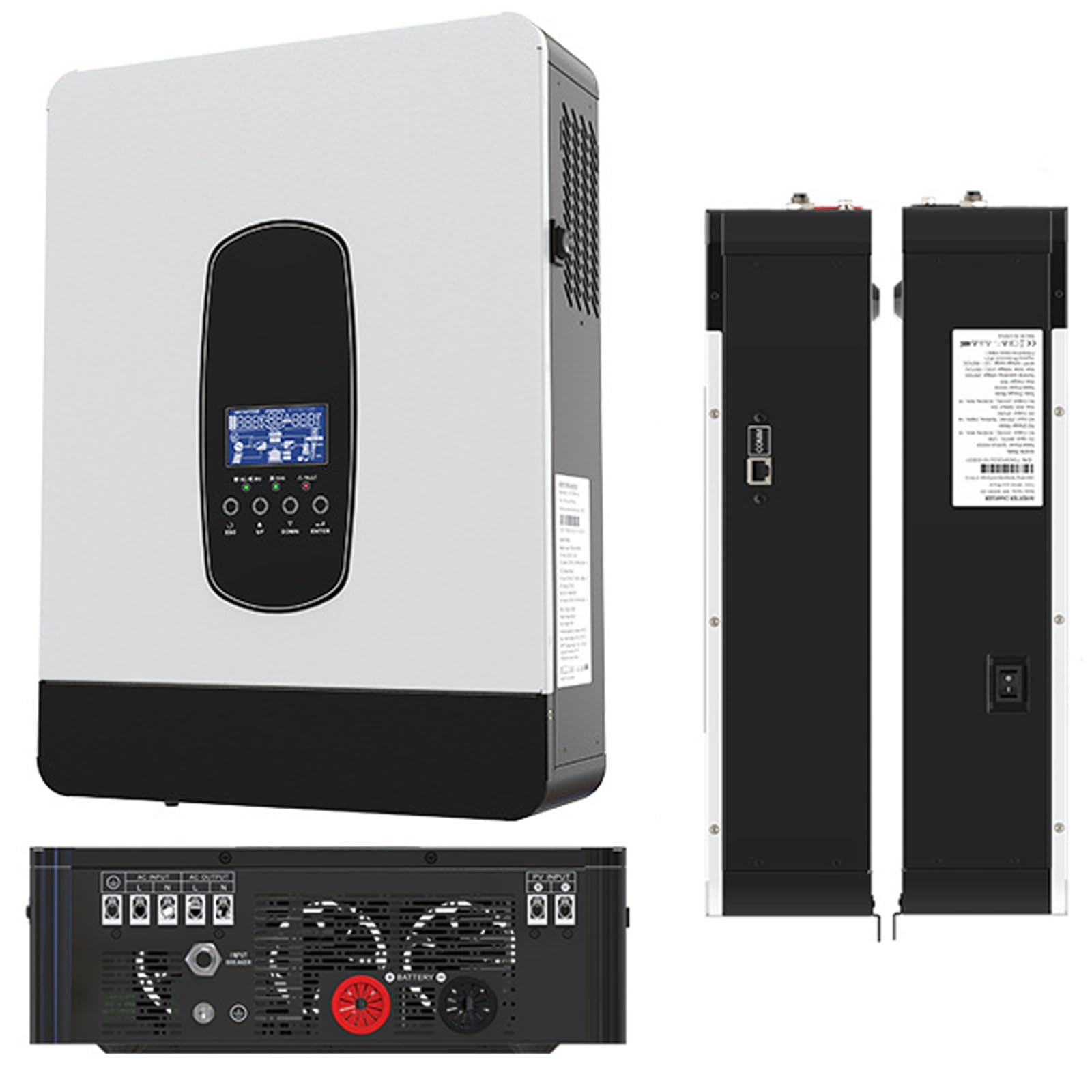 Inverter solare ibrido, inverter ibrido solare da 3000 W, 90-280 V CA con controller solare integrato off-grid da 60 A, inverter a onda sinusoidale pura off-grid per l'accumulo di energia domestica