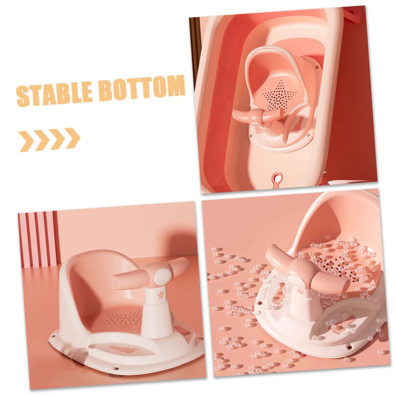 Rosa Babybadewannensitz für Babys und Kleinkinder aus Pp Tpe | Ergonomische Badehilfe, Sichere Sitzhilfe für Zuhause, Praktische Aufbewahrung, für Babys und Kleinkinder