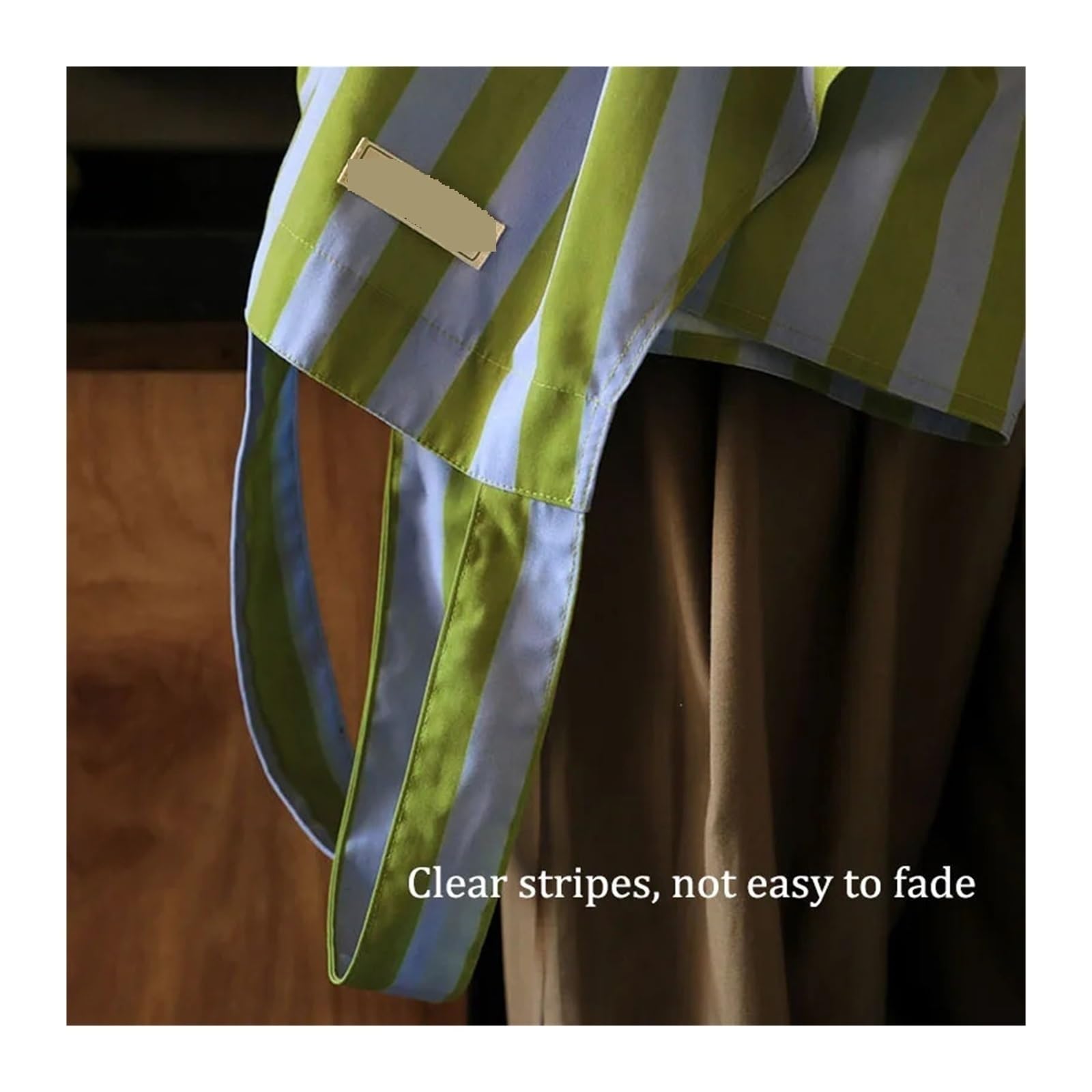 delantal Delantal a rayas de algodón y poliéster impermeable for verano, con bolsillo espalda cruzada, cocina for mujer, limpieza, trabajo horneado