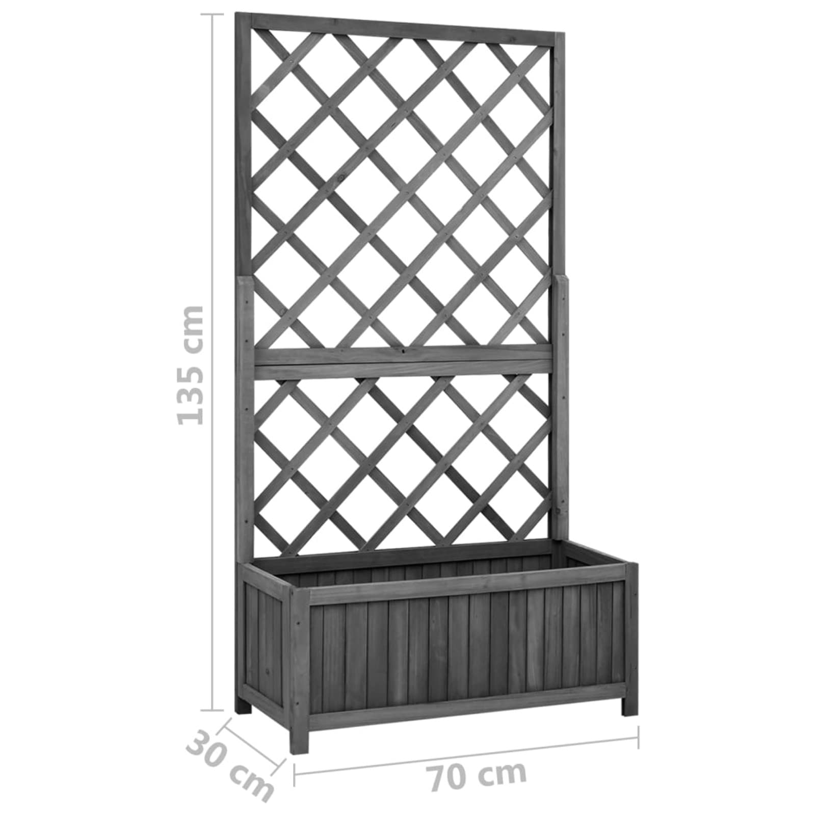 LAPOOH Fioriera con Traliccio Nera 70x30x135 cm in Massello di Abete,Fioriera con Traliccio,Fioriere con Grigliato da Esterno(SPU:316427)