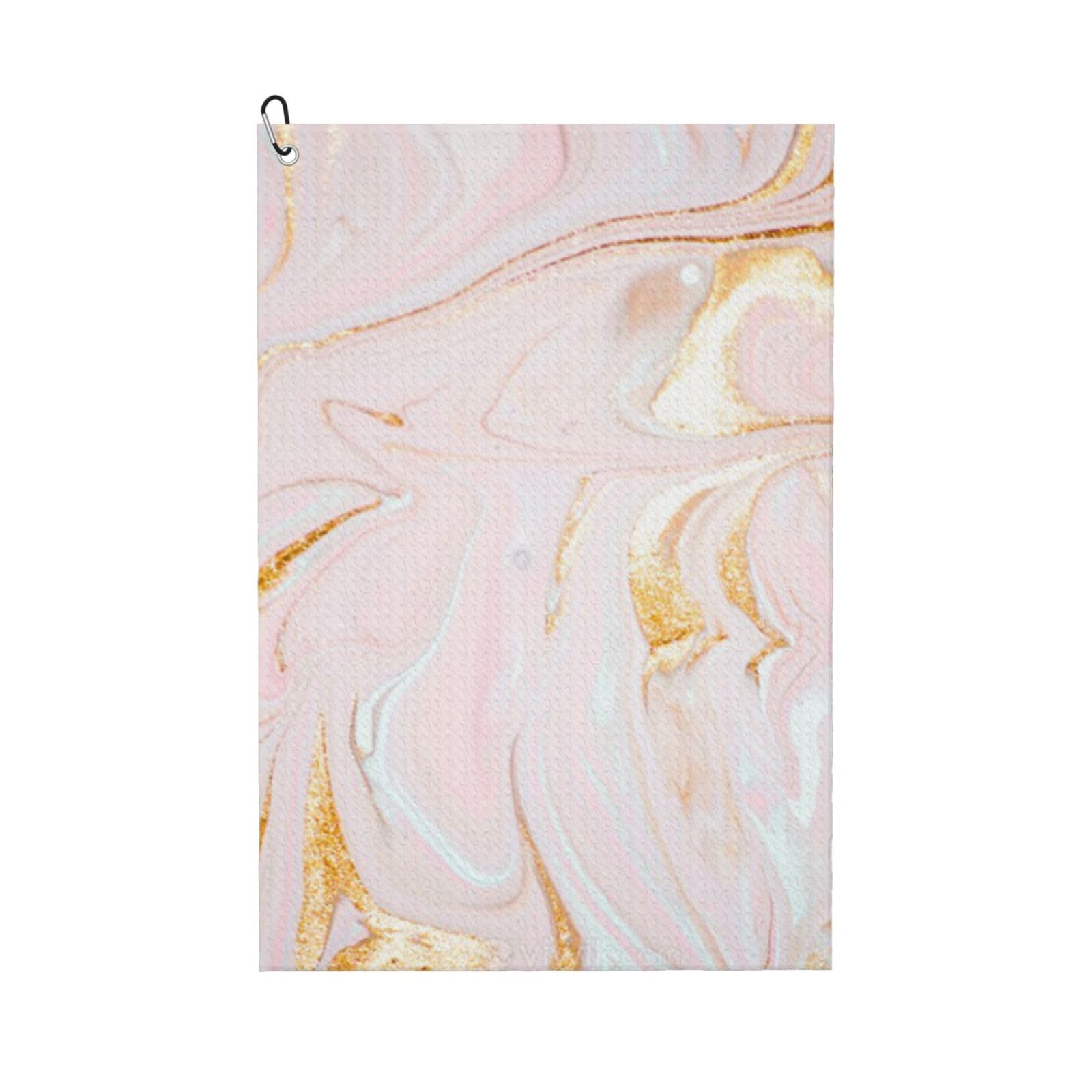 Hnnkloy Pastel Marbling Fitted, 16x24 in Portable Waffle Golf Towels with Carabiner Clip for Golf Bag