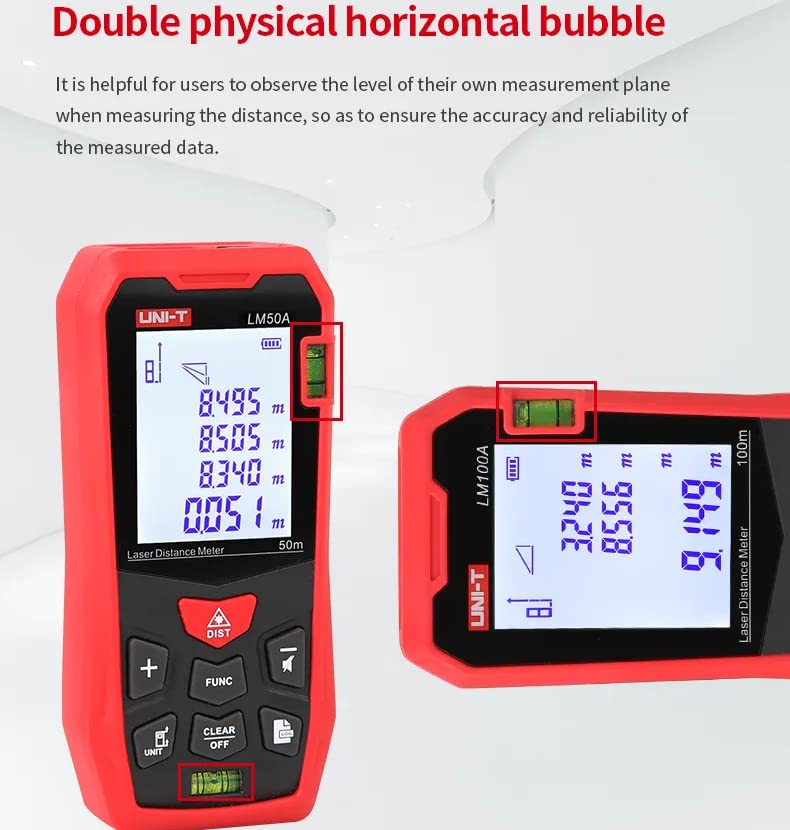 UNI-T Telémetro láser LM50A LM70A LM100A LM120A Medidor de distancia láser Digital Range Finder Cinta métrica LM40T LM60T Cinta métrica láser