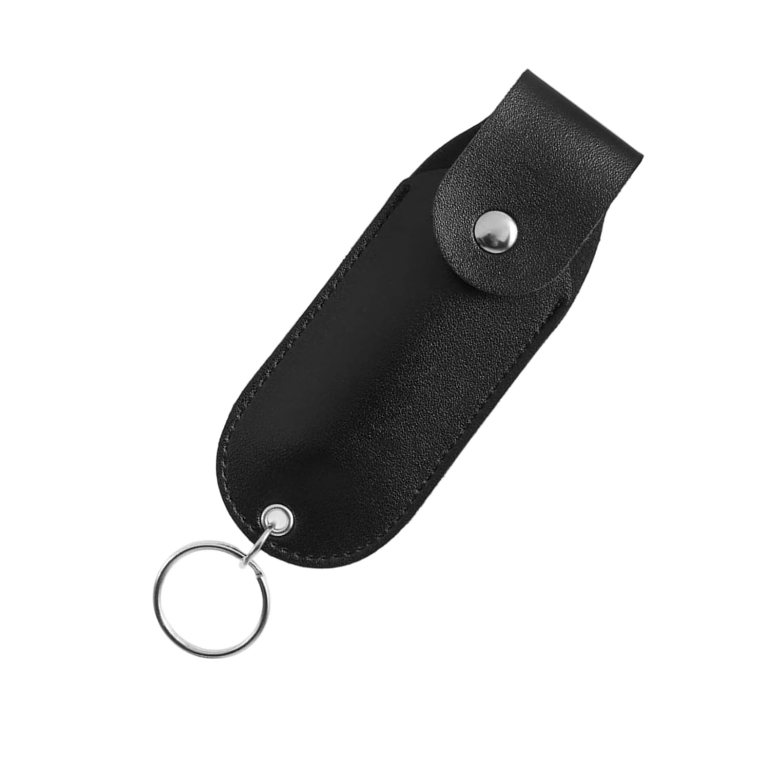 Mzran Unisex Black Pu Leather Defense Sprays Keychain Holder Emergencies Ready Holsters With Secure Closure Keyring For Daily Carry Keychain Pepper Sprays Sleeve