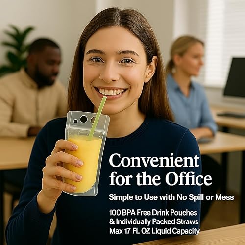 Miniatura 4 de C CRYSTAL LEMON 100 bolsas de bebidas para adultos con sorbete para batidos de pajita bolsas de jugo con 100 popotes de bebida bolsa de bebidas de