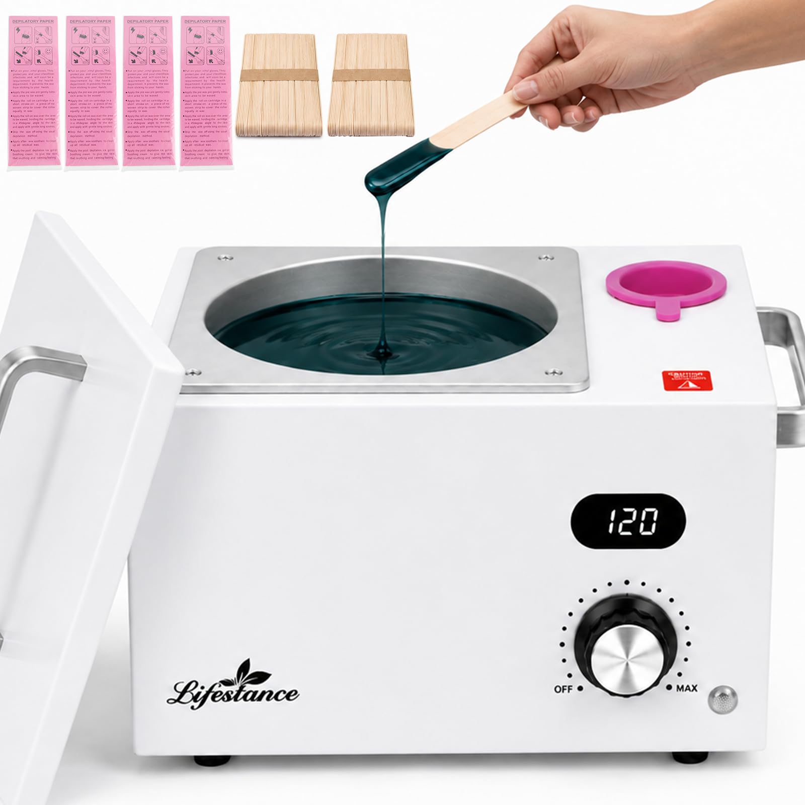 Scaldacera portatile per depilazione indolore: scaldacera professionale a pentola singola con temperatura regolabile, ideale per viso, corpo e salone, per donne e uomini (bianco)