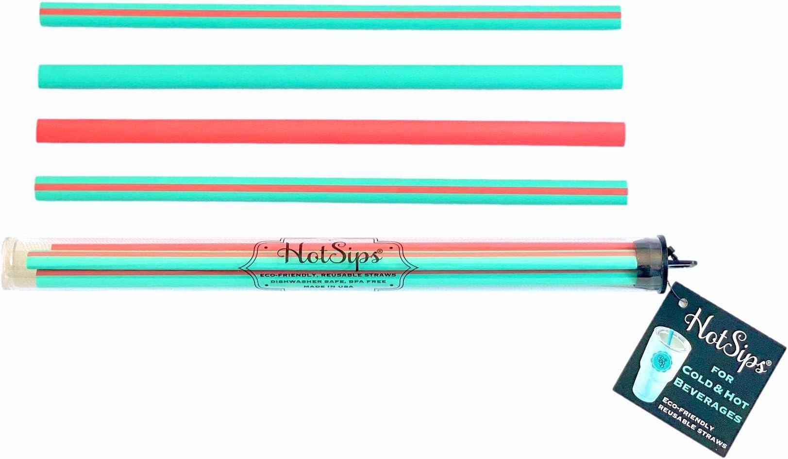 Reusable Drinking Straws with Travel Case Ergonomic Shape Made in USA - 16-32 oz - For hot and cold beverages, Water/Coffee/Tea (4 Large 9.5”)