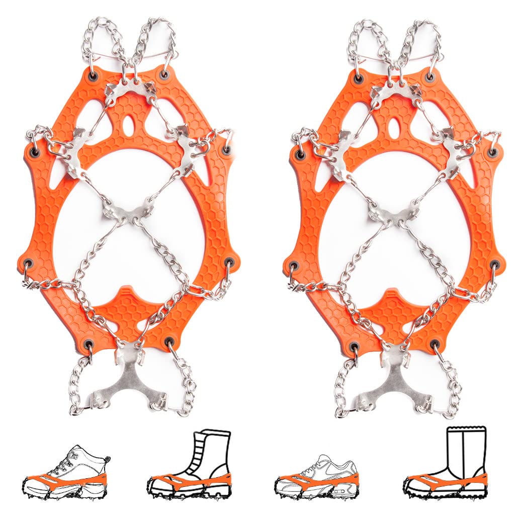 SkinStar Ice PRO Grödel Steigeisen Eisspikes,Schuhkrallen Spikes - Schuh-Ketten zum Wandern - Grödeln Eisspikes