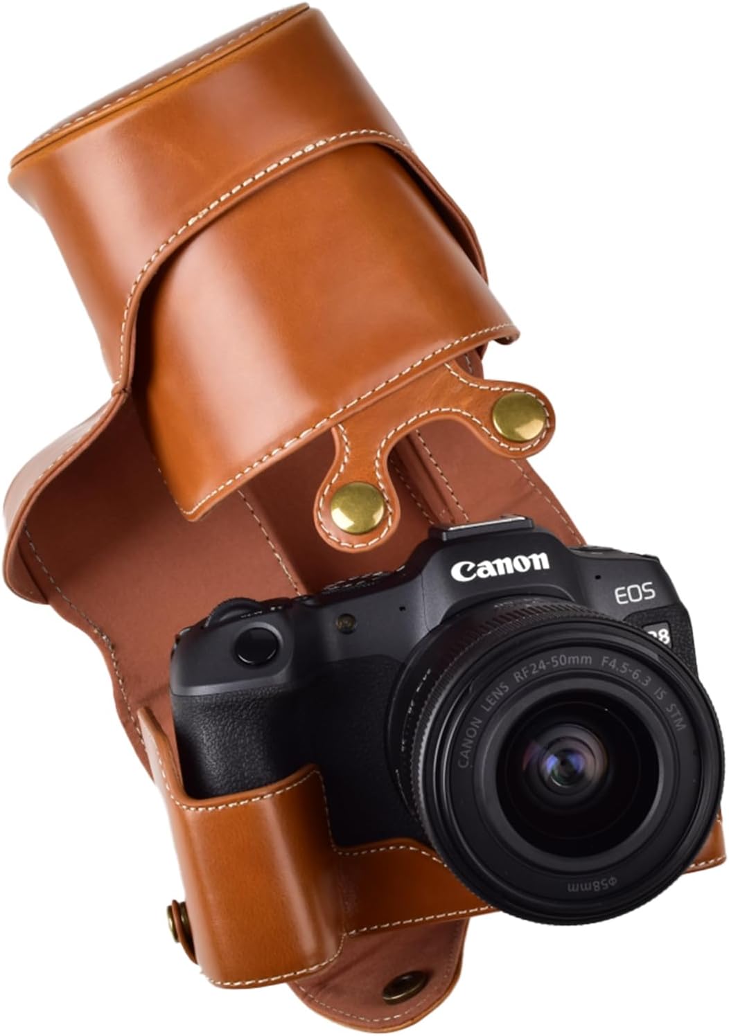 Rieibi EOS R8 Case - Vintage PU Leather Camera Case for Canon EOSR8 Digital Camera - Protective Grip Case for Canon EOS R8 - Brown