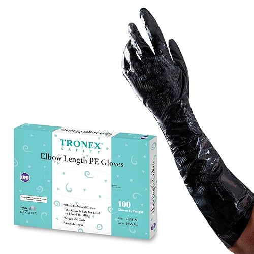 TRONEX 20" Elbow-Length Long Polyethylene (PE) Disposable Gloves, Long Plastic Gloves Food Safe - 100 - 100 Count (Pack of 1)