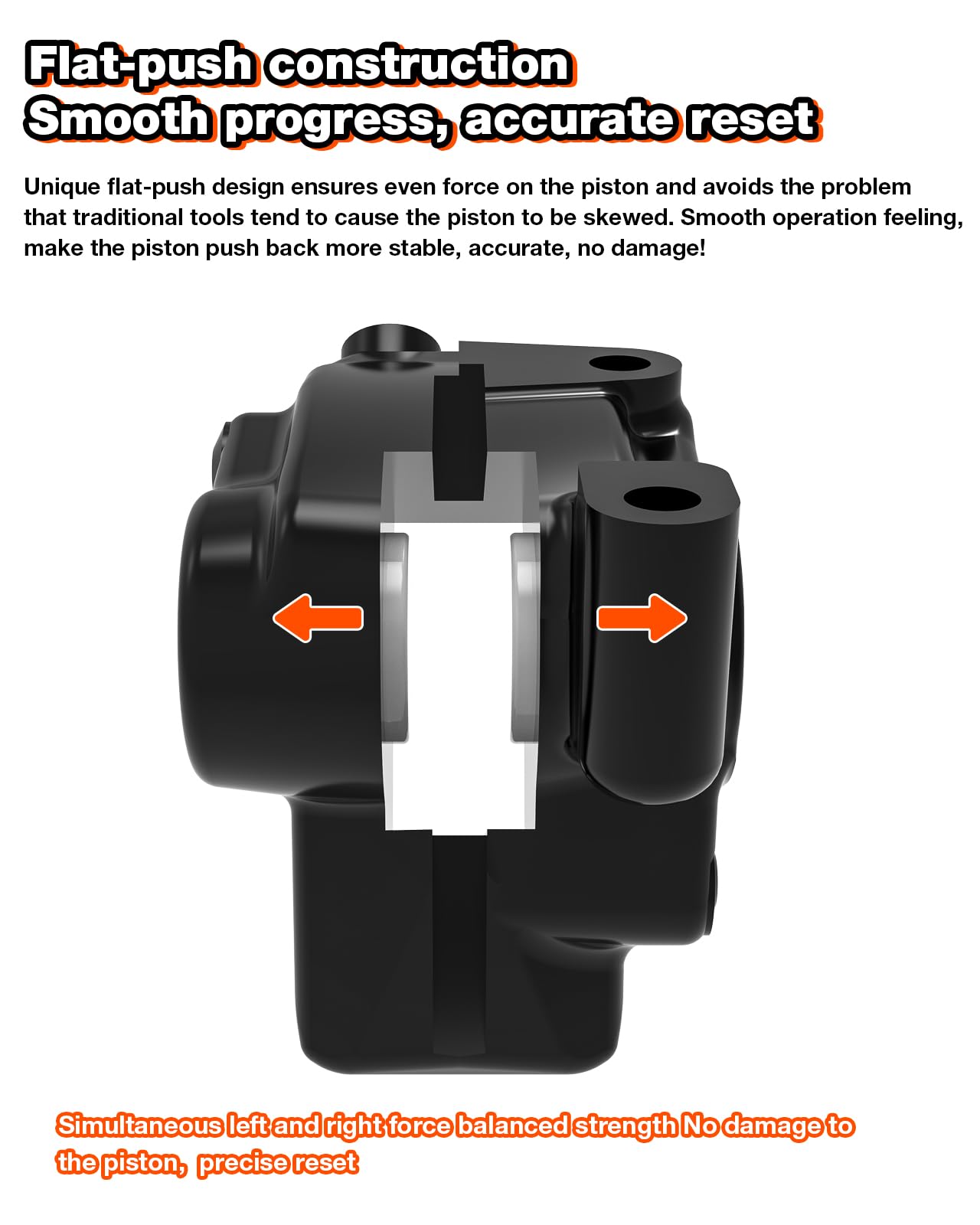 Herramienta de reinicio de pistón de bicicleta para pinzas de doble pistón, diseño de empuje plano que garantiza una presión uniforme, evita la desalineación del pistón, herramienta de pinza