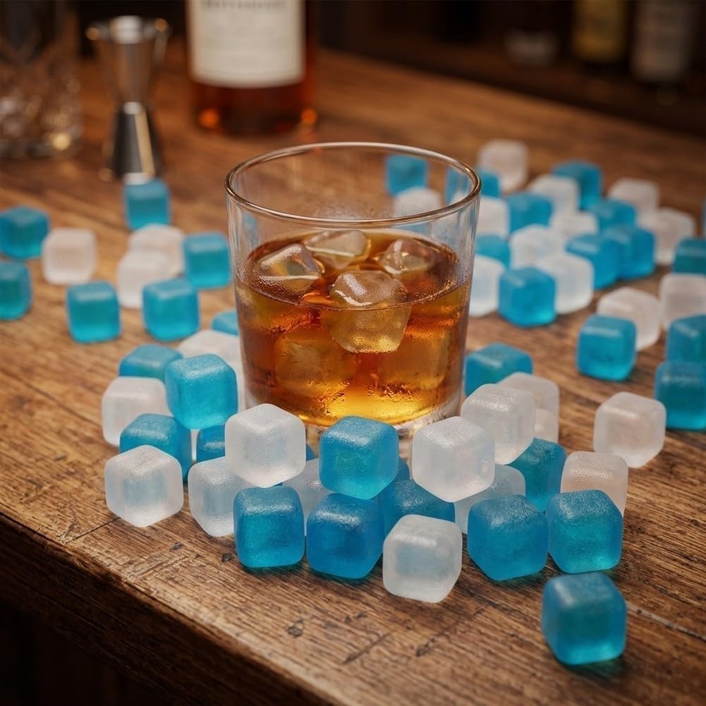 Cubitos de hielo de plástico negro, 100 unidades, resistentes, duraderos