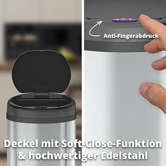 FLINQ Peak 50L Smart Sensor Bin - Silver