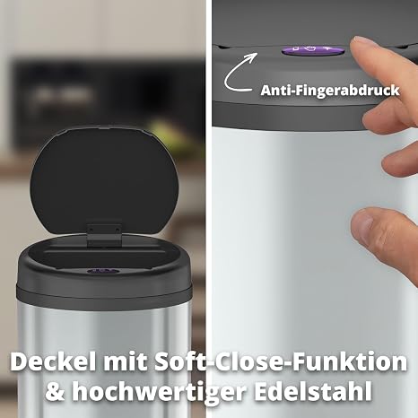 FLINQ Peak 50L Smart Sensor Bin - Silver