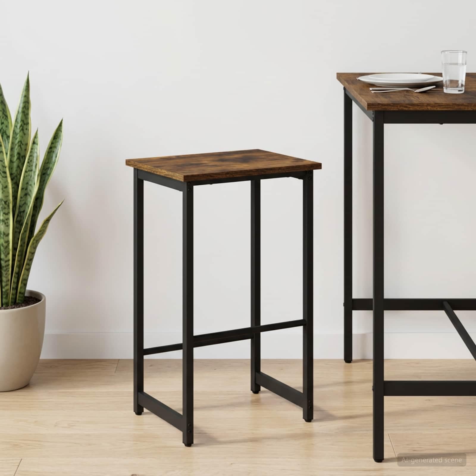 Sgabello da bar rettangolare in legno Ingenierie 40x32x64 cm in acciaio