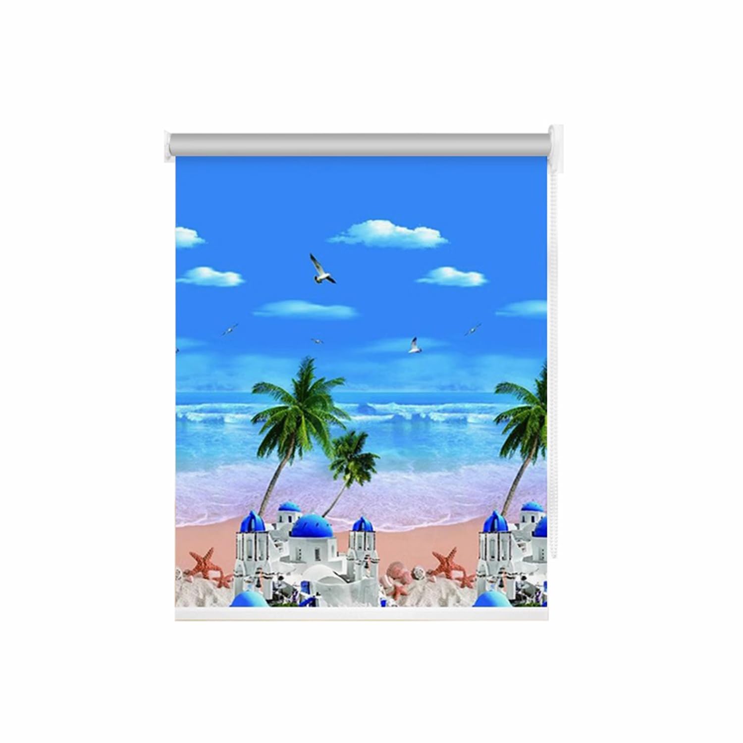 Blackout Window Roller Blind Shade Curtains Bathroom Bedroom Window Shade, Easy Fit, Home Decor Door Roller Shade (110x200cm,StyleE)