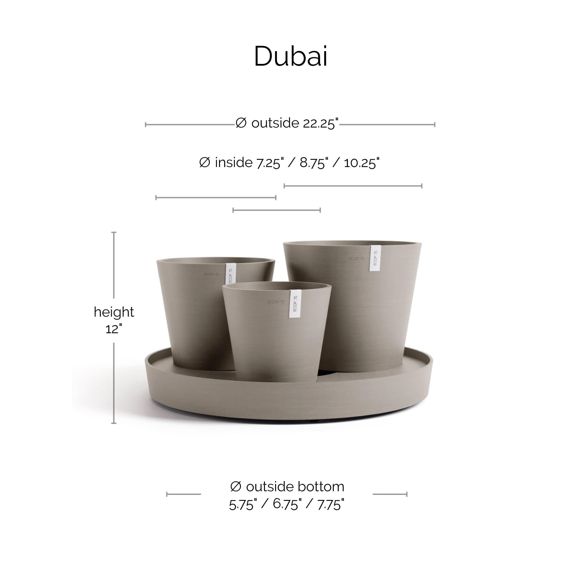 Amazon.com : Ecopots Dubai Self Watering Durable Modern Round