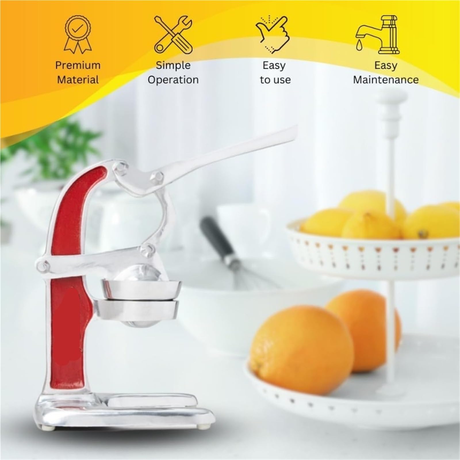 Spremiagrumi manuale professionale - Pressa manuale in alluminio pressofuso per arancia, limone, lime e pompelmo