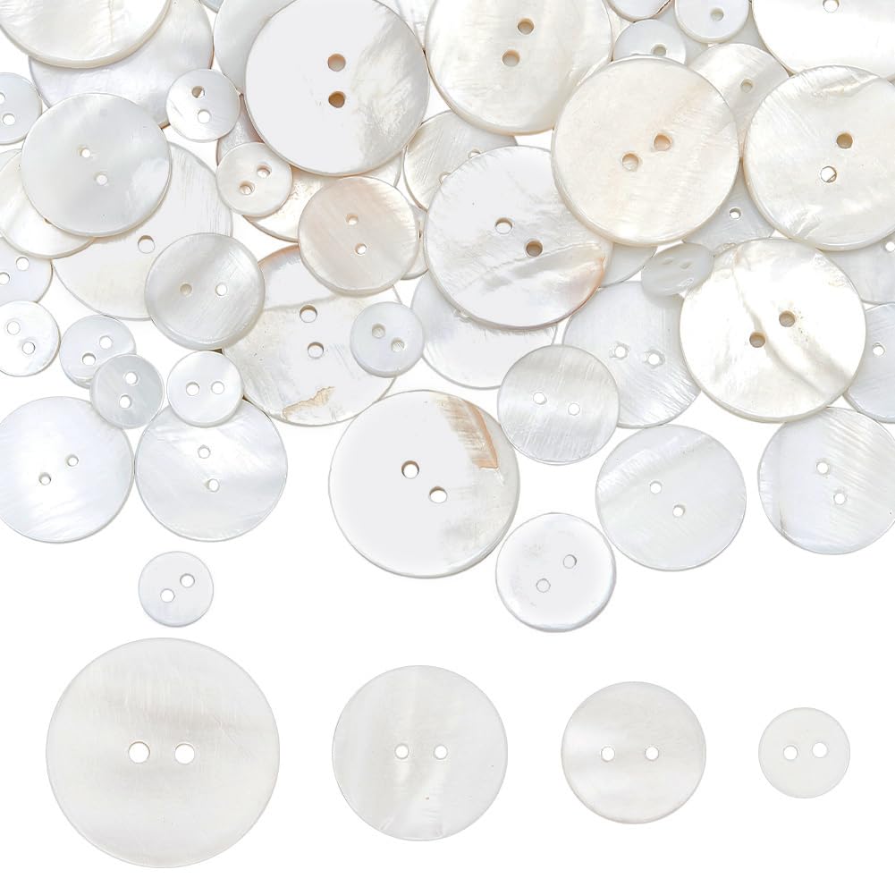 White Shell Button Pearl Sewing Buttons 50Pcs Pearl Buttons White Shell Sewing Buttons – 5 ...