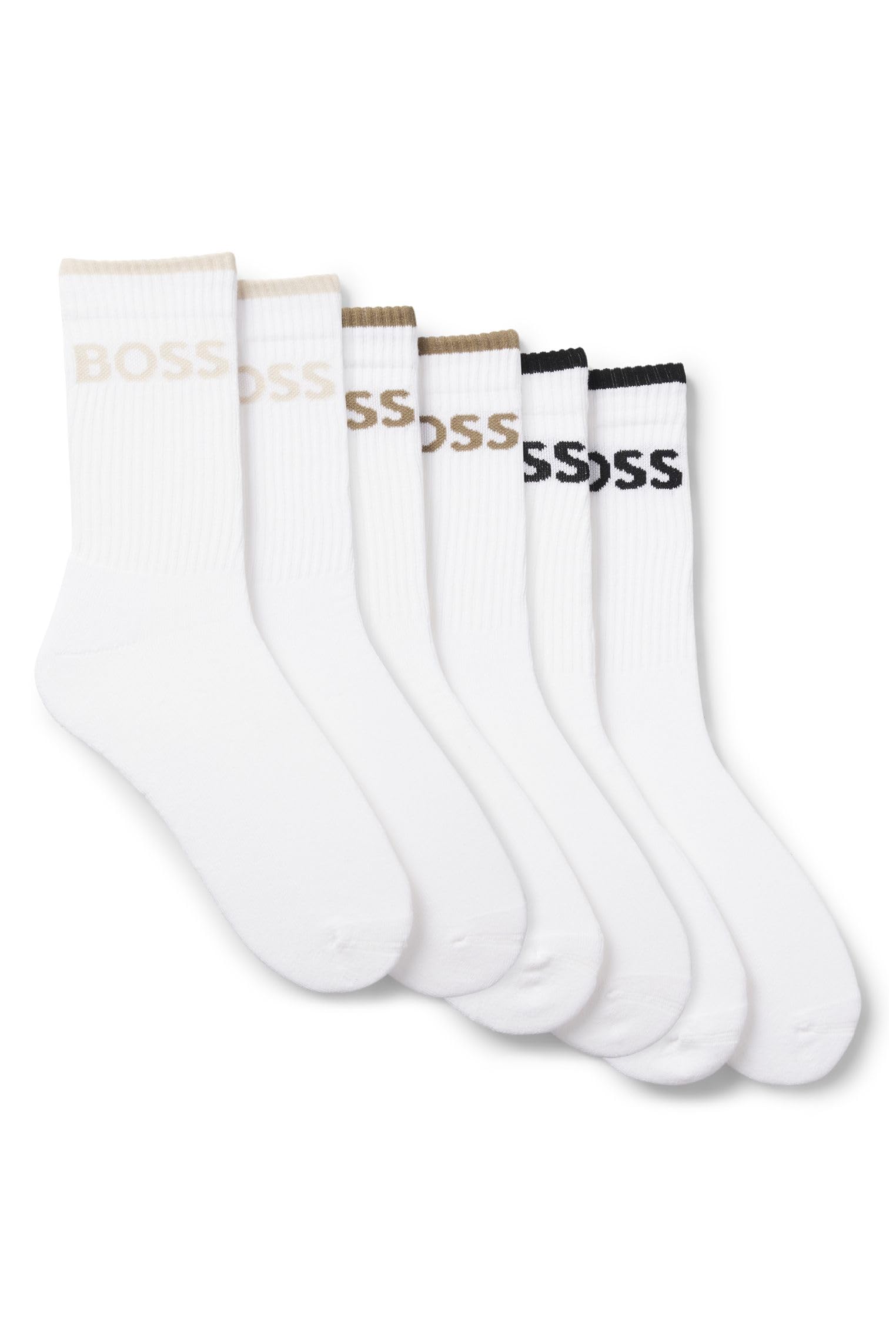 BOSS Mens 6p Qs Stripe Cc 10257762 01 Crew Sock White 5-8.5