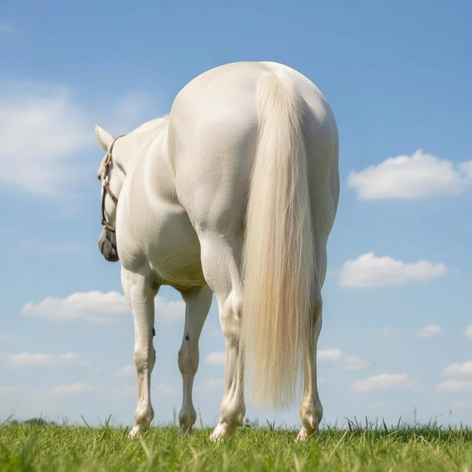 Natural White Real Horse Tail Extensions - 28-30" Length, 4/8 lb Weight with Braided Horsehair Loop