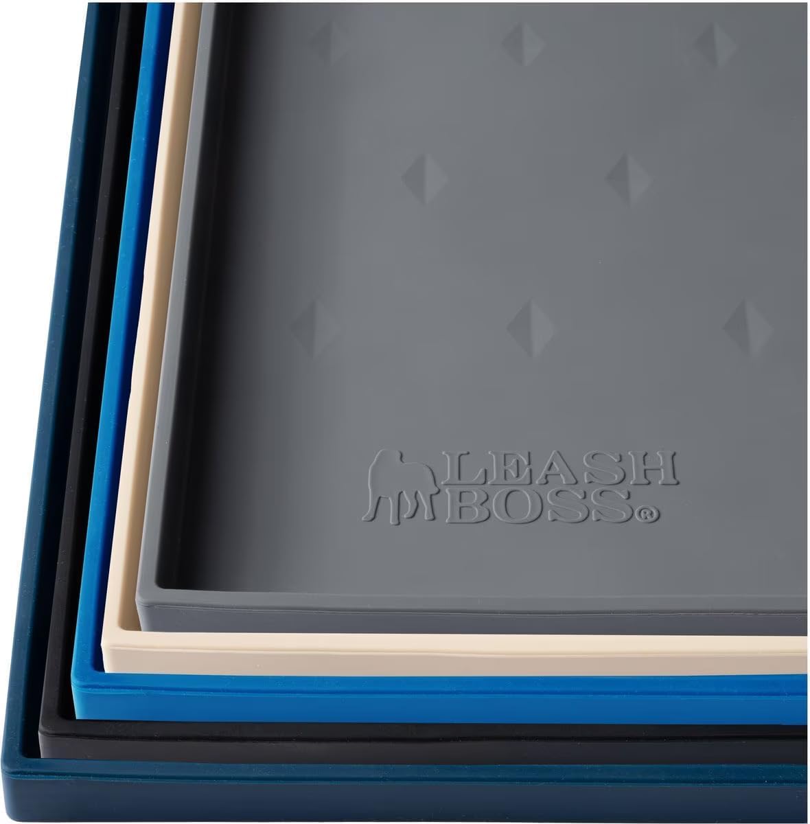 Leash Boss Waterproof Raised-Edge Dog Tray for Food & Water - Silicone Dog Food Mat, Non-Slip Pet Bowl Mat, Dishwasher-Safe Pet Placemat, XL 25 x 17