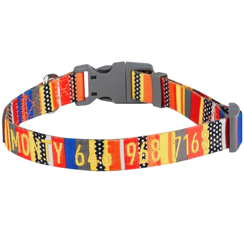 Blueberry PetBlueberry Pet Essentials Personalized Dog Collar, Nautical Flags Design, Medium, Adjustable Customized ID Collars for Medium Dogs Embroidered with Pet Name & Phone Number