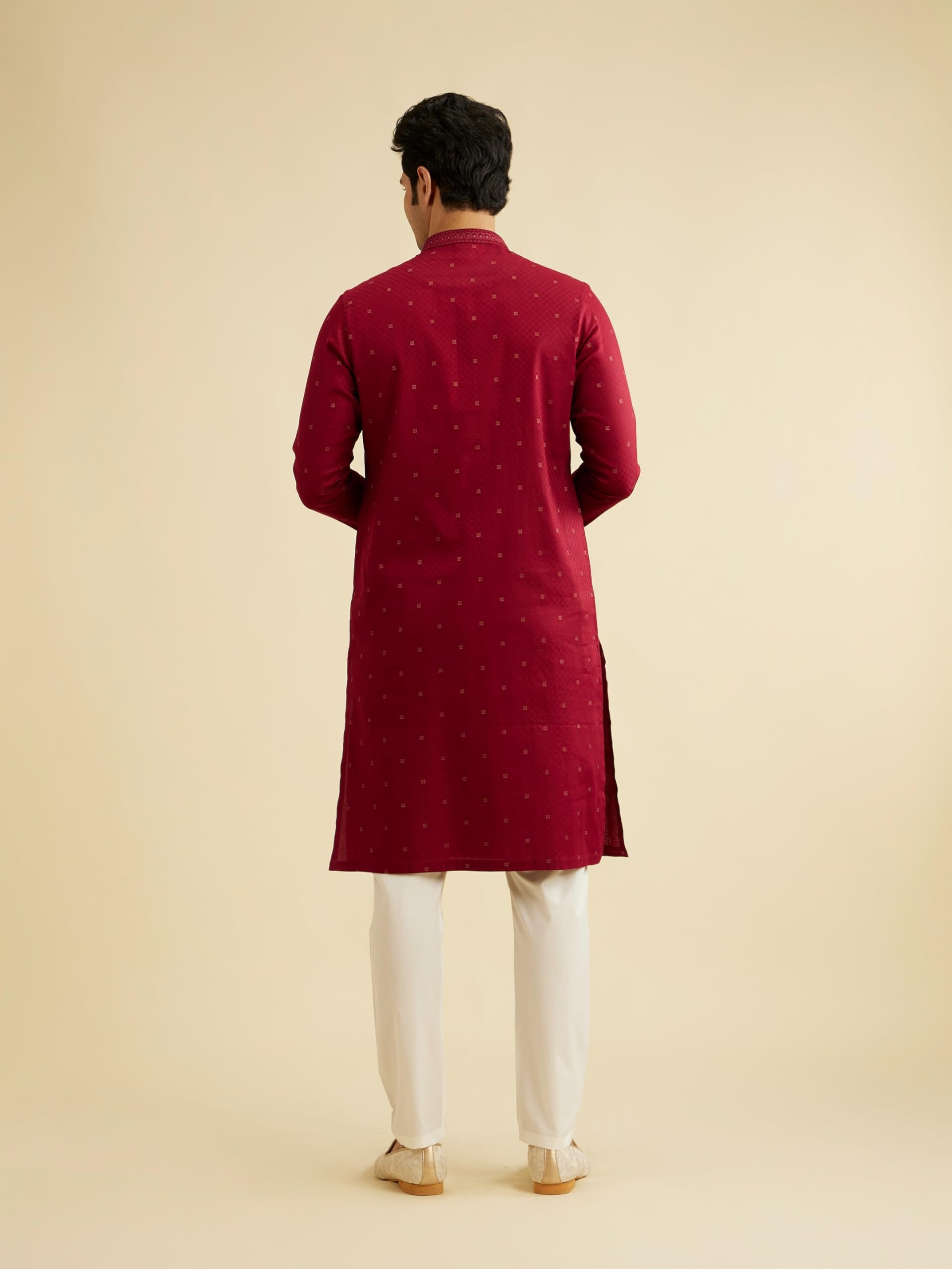 Manyavar Kurta 2-częściowy zestaw piżamowy męskiej, bawełna, królewskie złoto, Zari, haftowane