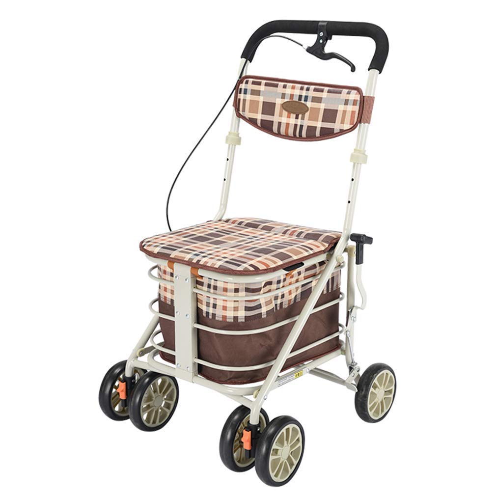 Walker, Heavy Duty Koszyk na zakupy z siedziskiem, 4 koła Medyczne pomoce do chodzenia Składany, Drive Rollator Walker Lekka rama ze stopu aluminium o wysokiej jakości, używana do spacerów seniorów
