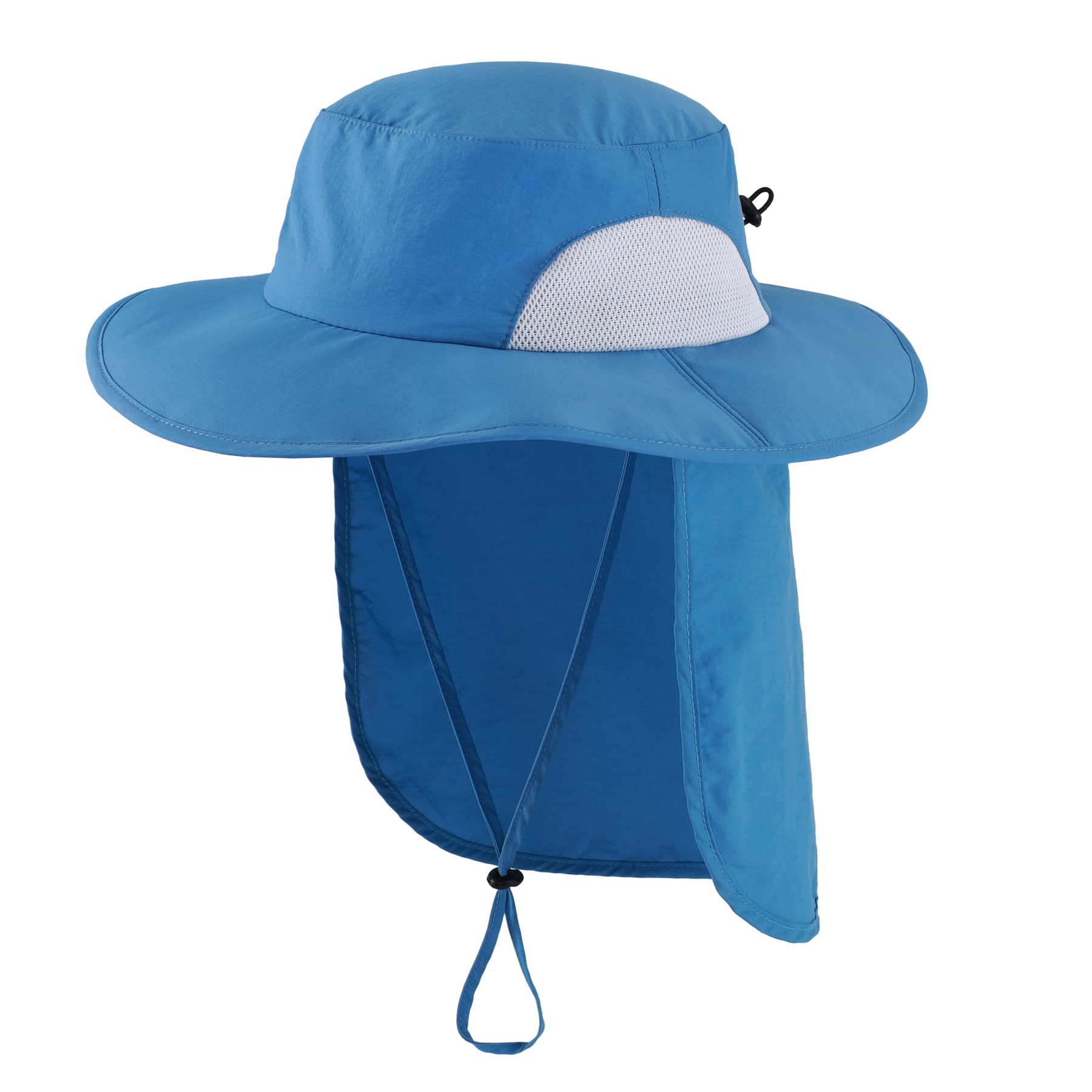 Home Prefer Outdoor Mens UPF50+ Sun Hat Wide Brim Fishing Hat with Neck Flap, Blue, L-XL