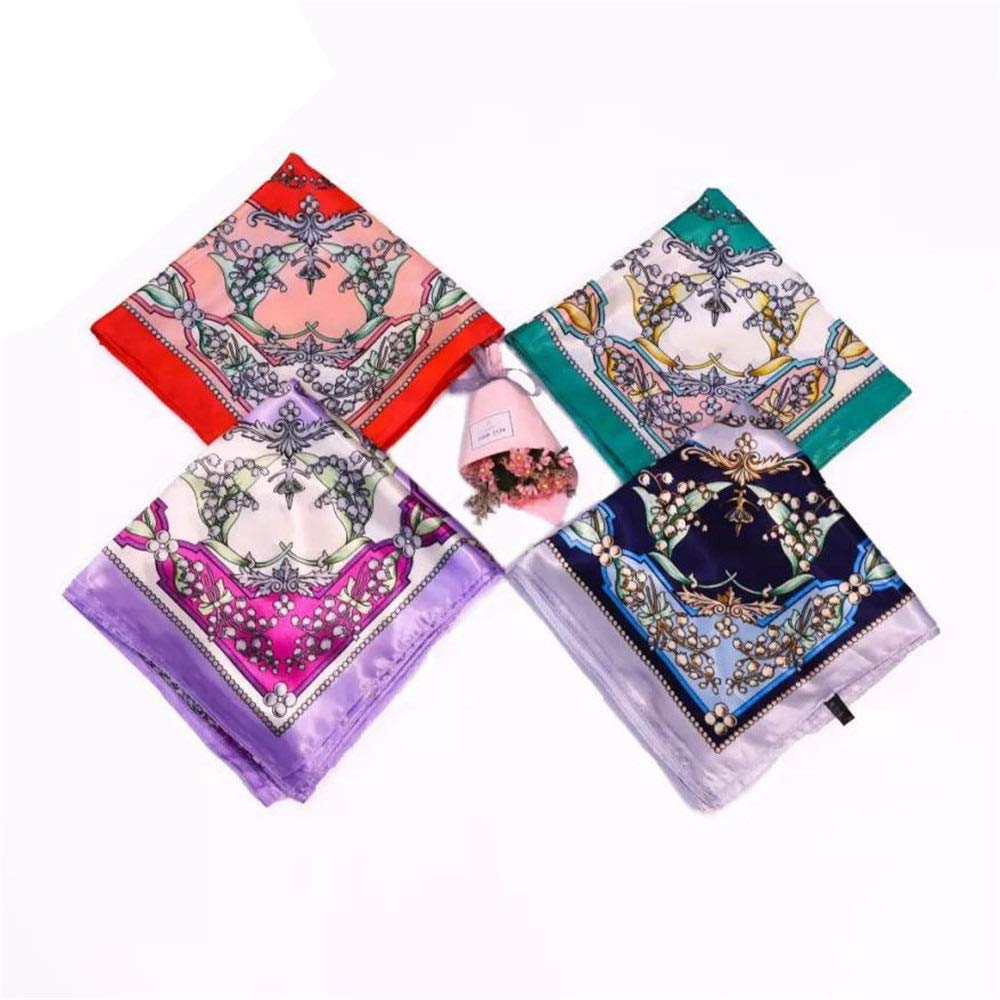 Pañuelo Cuadrado Grande para el Cuello, 2 Unidades, Estampado Floral, de Seda, Suave y Ligero (C 90)