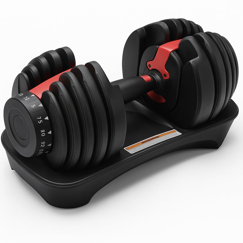 BURAKH Adjustable Dumbbells 24KG/40KG Weights - 15-in-1 Space-Saving Weights for Home Gym with Smart Dial System, Non-Slip Handle & Safety Lock โ Full Body Strength Gym Equipment (24, Kilograms)