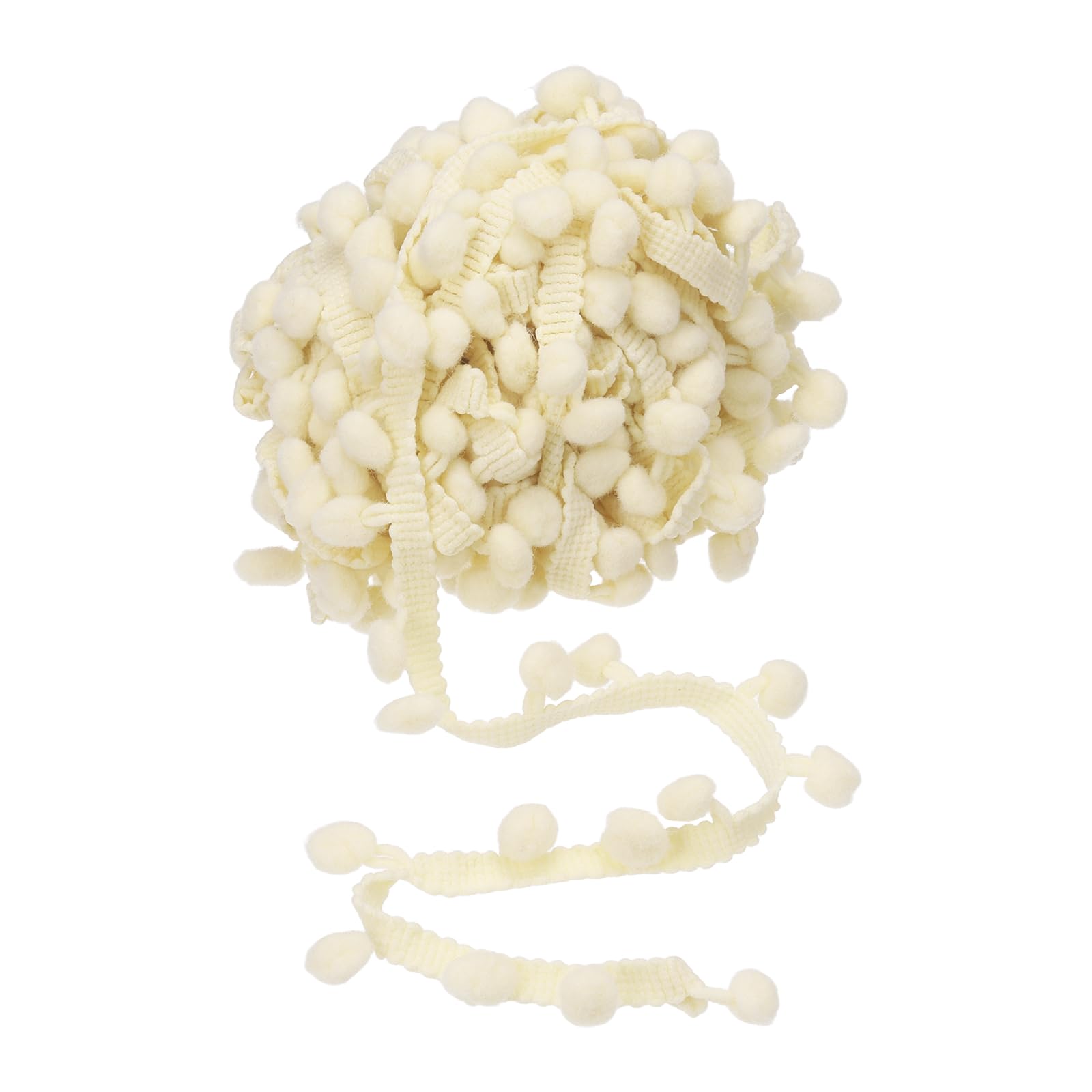 sourcing map Pom Pom Ball Fringe Trim, 8 Yards Pom Pom Ribbon Fringe Tassel Trim Tassel Sewing DIY Crafts Accessory for Lamp Shade Dress Curtain Clothes Pillow Home Decoration, Beige