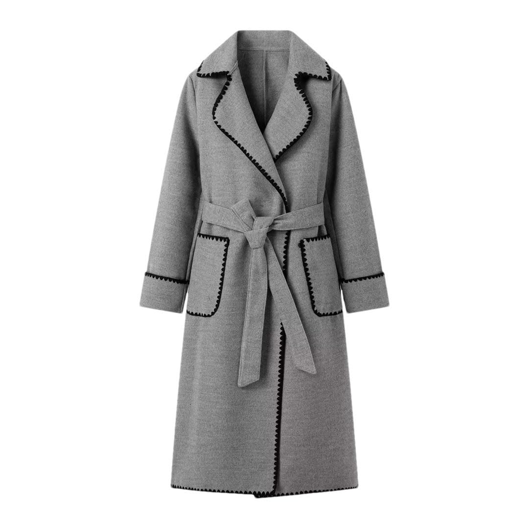 Abrigos de lana con cinturón para mujer, chaquetas largas, cortavientos, abrigo de invierno, abrigo grueso