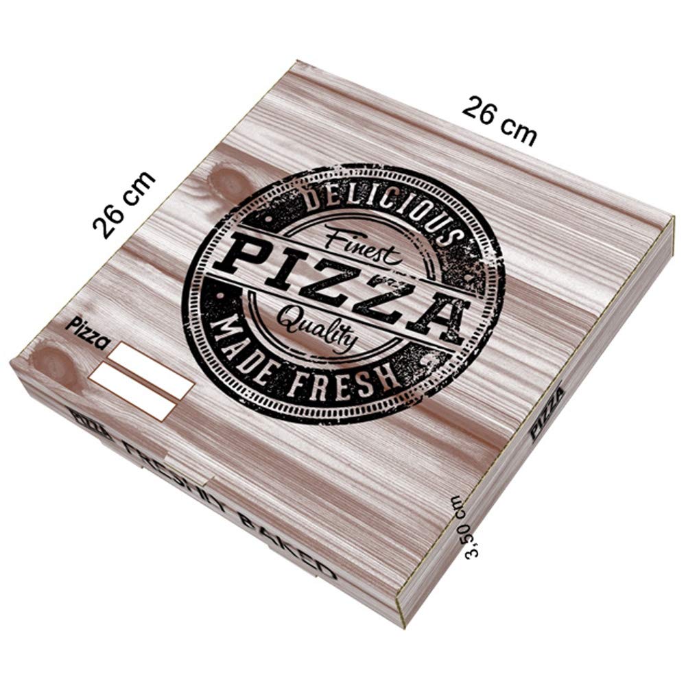 Cajas Pizza Cartón Kraft 26x26cm 100 UDS H26K Caja ECOLÓGICA DESECHABLE para pizza Bonito DISEÑO