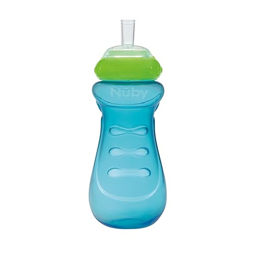 Miniatura 3 de Nuby Vaso deportivo para niños pequeños, resistente a las fugas, con boquilla de silicona suave y válvula táctil, suave con dientes y encías, diseño