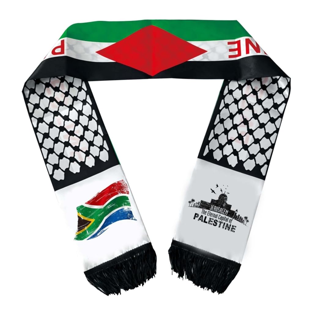 Elnwnnkc Printed Palestine Flags Scarf for Formal Event National Flags Fringed Neck Scarf Satins Sash Multiuse