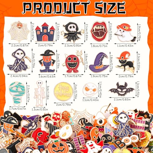 SANNIX 110Pcs Halloween Enamel Pins Set, Skull Pumpkin Ghost Spooky Brooches for Trick or Treat, Halloween Backpack Clothing Lapel Badges for Party Favors DIY Crafts, 55 Styles2