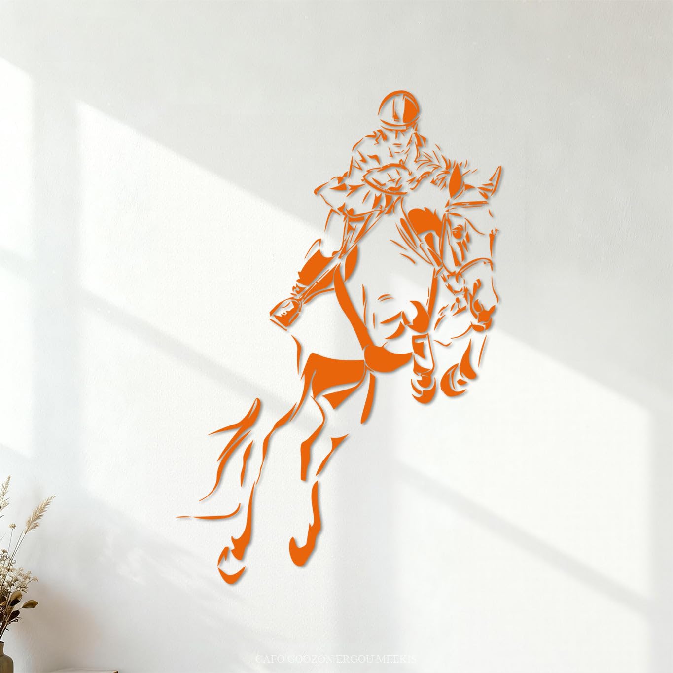 Vinyl Wall Decals Jockey Horse Equestrian Sports 54.6x82.7cm Equipped with Transfer Film kit Orange