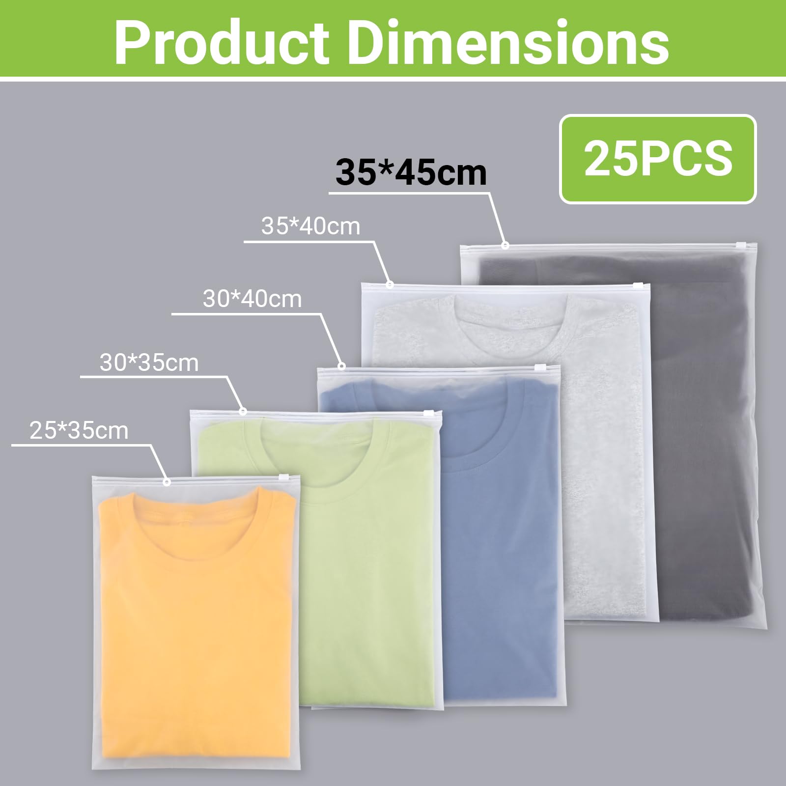 Bolsas Ziplock para ropa, 50 unidades, 35 x 45 cm, bolsa resellable esmerilada para viajes, reutilizable y a prueba de polillas, para vender ropa, almacenamiento en el hogar (sin agujeros de