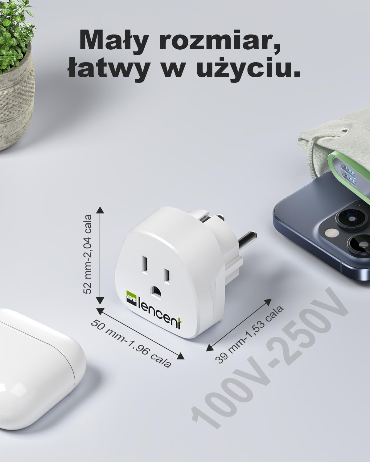 LENCENT 2 sztuki Adapter Podróżny USA do Polski/UE Wtyczka, Typu-C/E/F Podróżna Adapter [3250 W/13 A MAX] Wtyczki Adapter, Ameryki USA, Japonia, Kanada, Meksyk Wtyczka do Polski/UE ładowarka ścienna