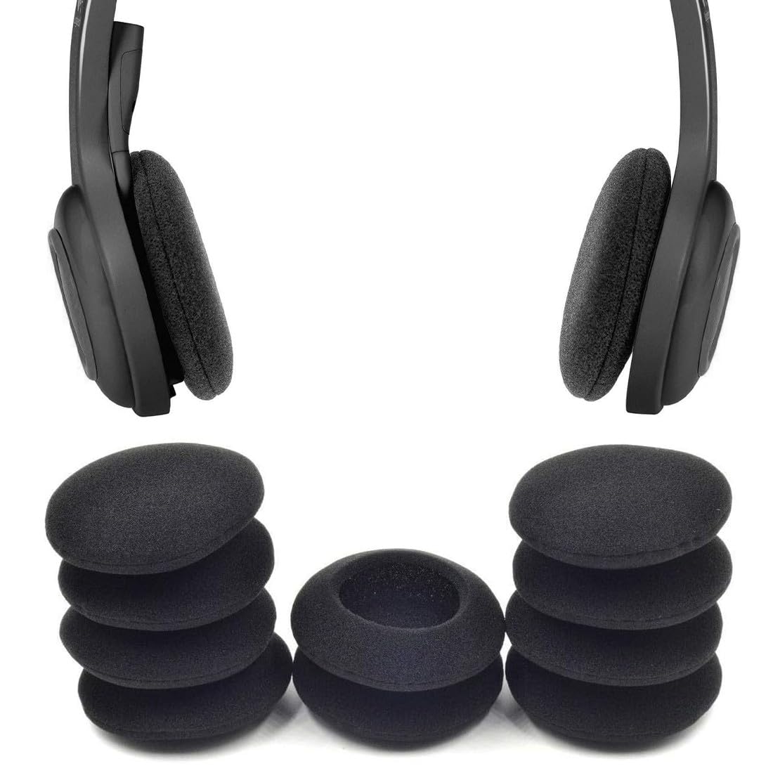 10 Pezzi Cuscinetti Auricolari per Cuffie, Schiuma Paraorecchie, Cuscinetti Auricolari di Ricambio Cuscinetti in Schiuma, Cuscinetti Auricolari di Ricambio Neri da 50 mm per Cuffie Audio