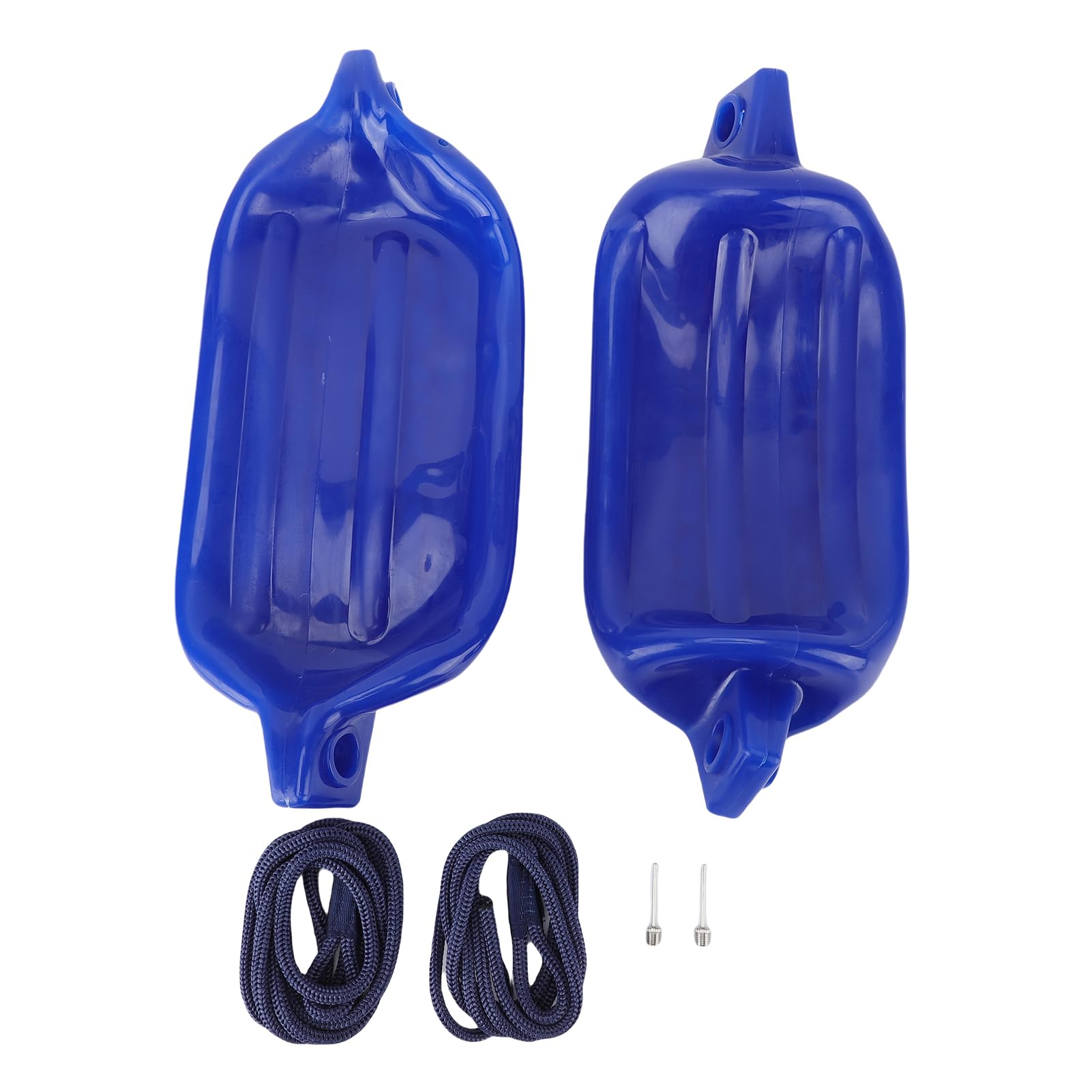 Oreilet 2Pcs Boat Fenders, Ribbed Inflatable Dock Bumpers with 2 Ropes & 2 Inflation Needles, Inflatable Marine Boat Bumper Ball for Yachts Sailboats Docking Pontoon