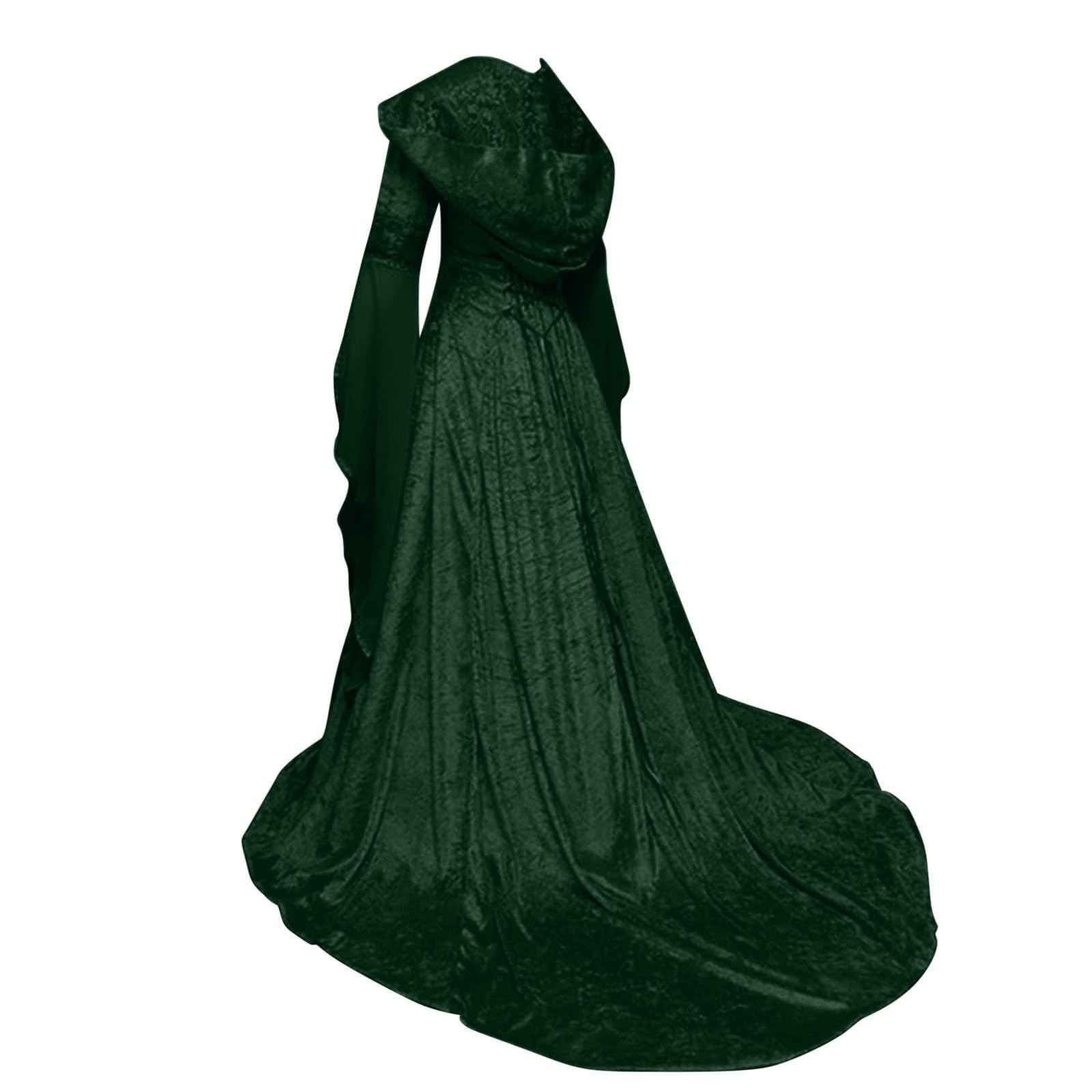 Halloween Damen Mittelalter Renaissance mit Kapuze Kleidung Gothic Kleid Elegante Party Festlich Cosplay Karneval Kostüm Viktorianischen Kleider