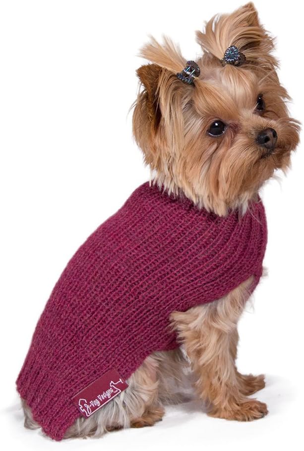 Ribbed Dog Sweater: Mauve Hand-Loomed Sweater Made from 100% Soft Alpaca (Medium)