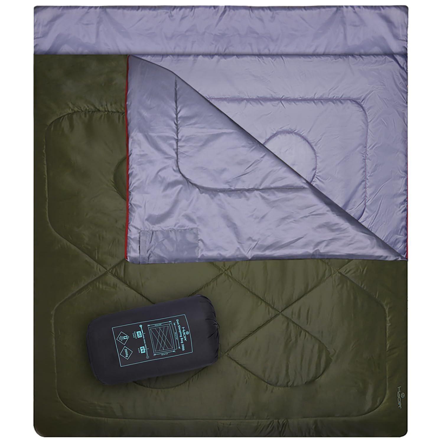 Hacer Hc 2000 Dual Couple Camping Sleeping Bag Open Comforter