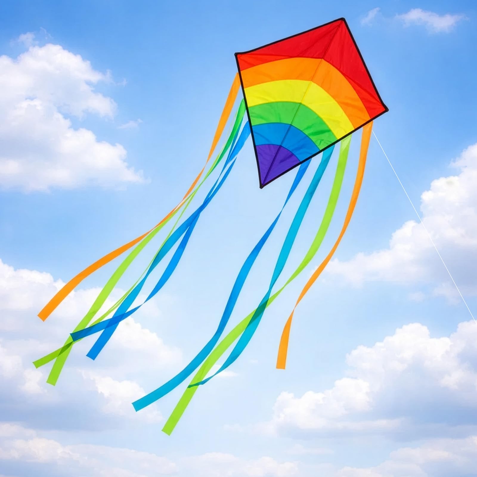 EVERGOODS Kite for Kids & Adults, Rainbow Eddy Diamond Kites for Children, Kites for Kids Ages 4-8 Easy to Fly, Kite & Flying Toys Outdoor Beach Toys Games for Kid and Adults Beginners (Red)