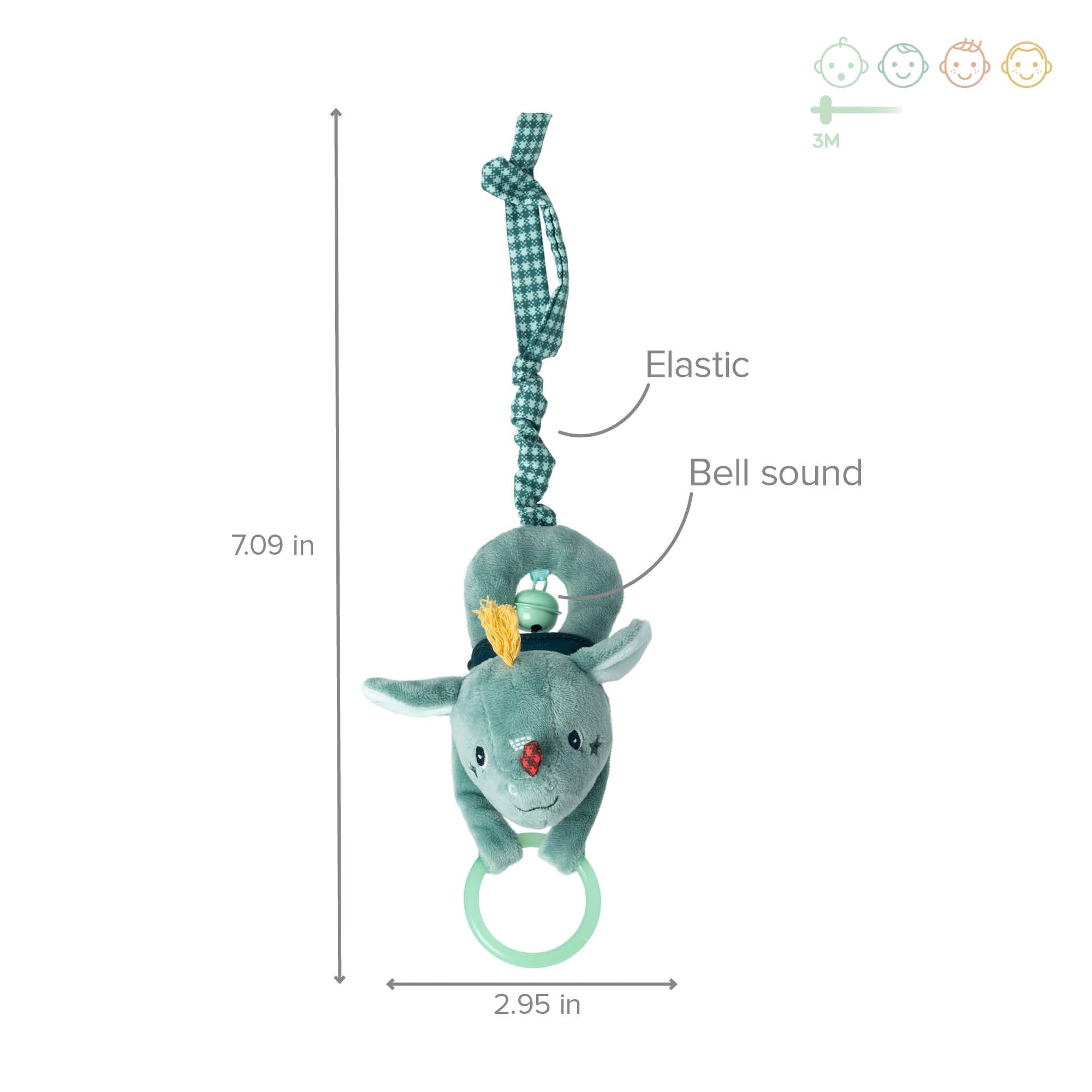 LILLIPUTIENS, Bell Rattle Joe the Dragon, Sensory Hanging Toy for Babies with Bell Sound, Stimulates Sight, Motor Skills - Image 2