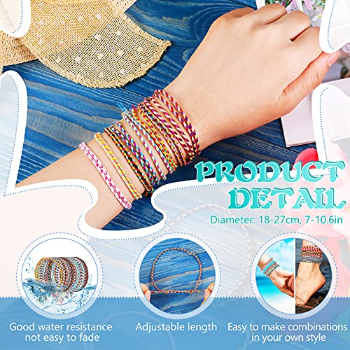 Hicarer 30 Pieces Rope Friendship Bracelets String Wave Handmade Woven Braided Bracelets Adjustable, Waterproof Surfer Bohemian Wrist Cord for Women Men Jewelry Party Accessories (Stylish Style)2