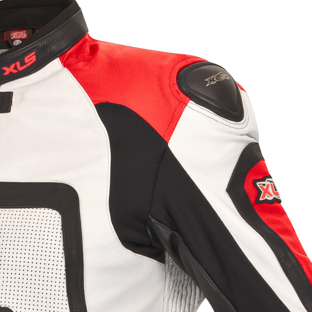 XLS Skórzany kombinezon, męski, dwuczęściowy, czerwony, prawdziwa skóra, dwuczęściowy kombinezon motocyklowy (54)