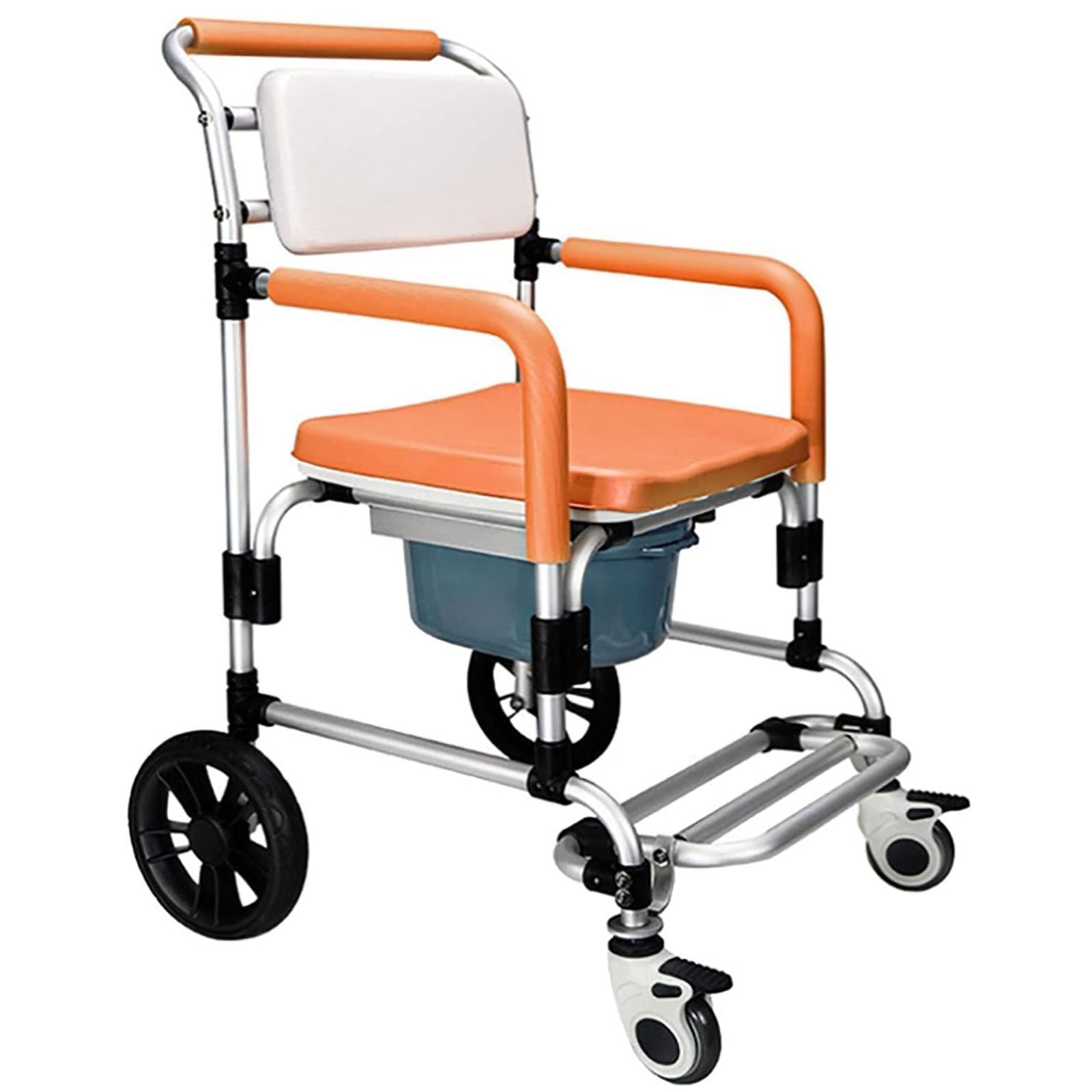 BHGFYXBS Mobile Commode Chair, Folding Toilet Seat Toilet Seat With Armrests And Backrest Wheelchair With Casters Shower Chair Walker Aluminum,A,A,A